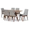 Baxton Studio Tara Mid-Century Modern Light Grey Fabric and Walnut Brown Finished Wood 7-Piece Dining Set 186-11673-11866-Zoro - alternate 1